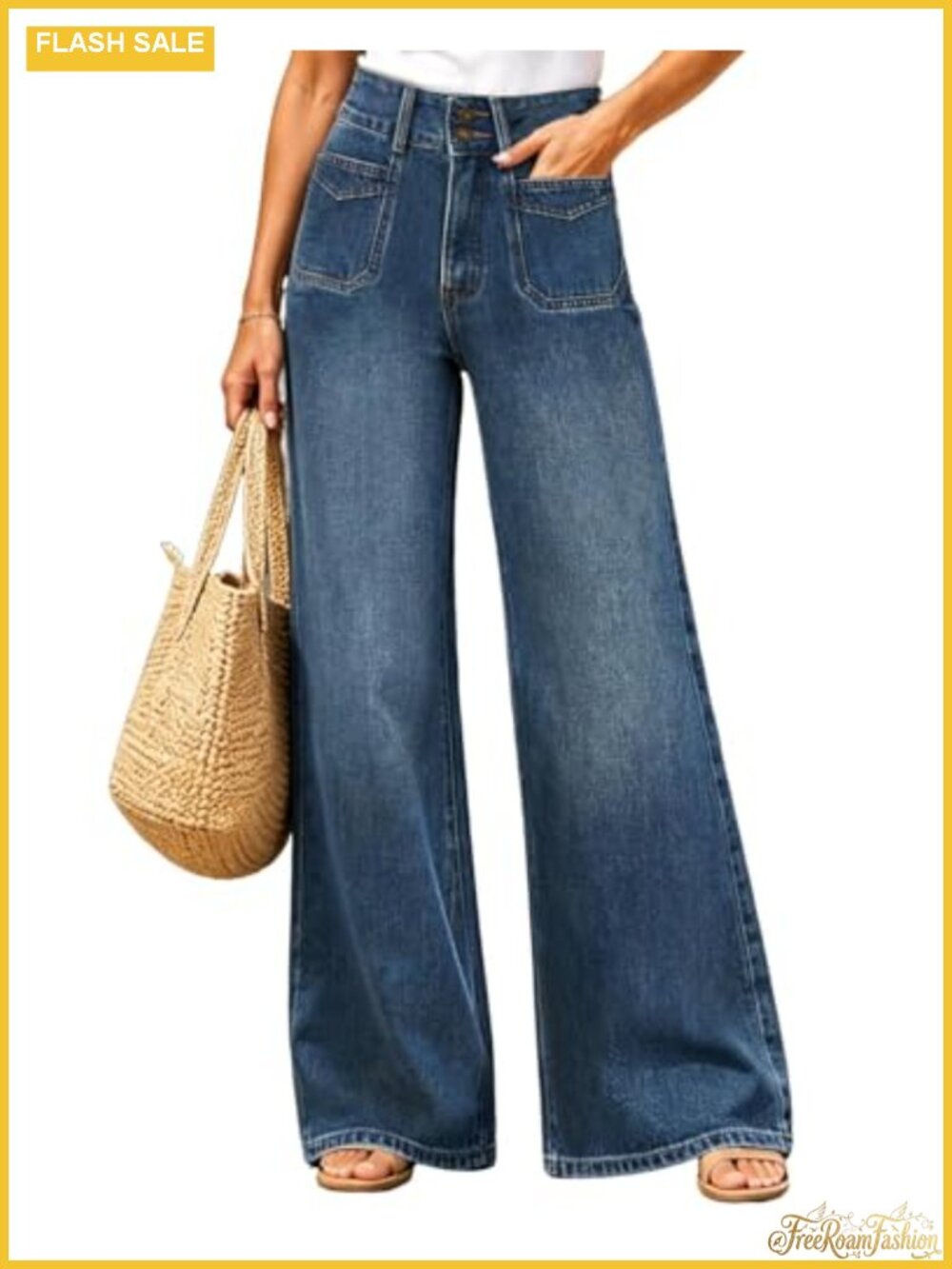 High Waisted Wide Leg Jeans Tummy Control Baggy Denim Pants